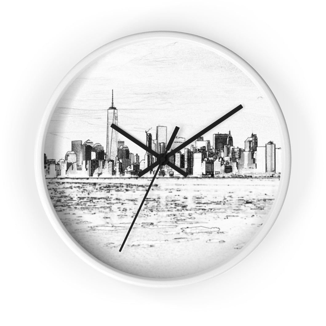 NYC Skyline Wall Clock - White
